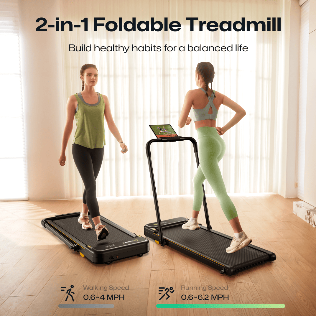 The UREVO Strol 2E Smart Treadmill offers 2-in-1 foldable design for walking and running, promoting healthy habits.